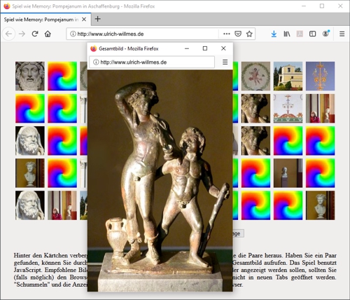 Screenshot Gedaechtnis-Game wie Memory-Spiel Pompejanum Aschaffenburg
